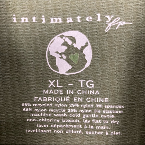 Intimately Free People XYZ Turtleneck Bodysuit Top Women’s Size XL Ribbed Green - Picture 6 of 8